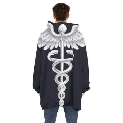 Caduceus Symbol Of Medicine Print Hoodie Blanket