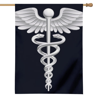 Caduceus Symbol Of Medicine Print House Flag