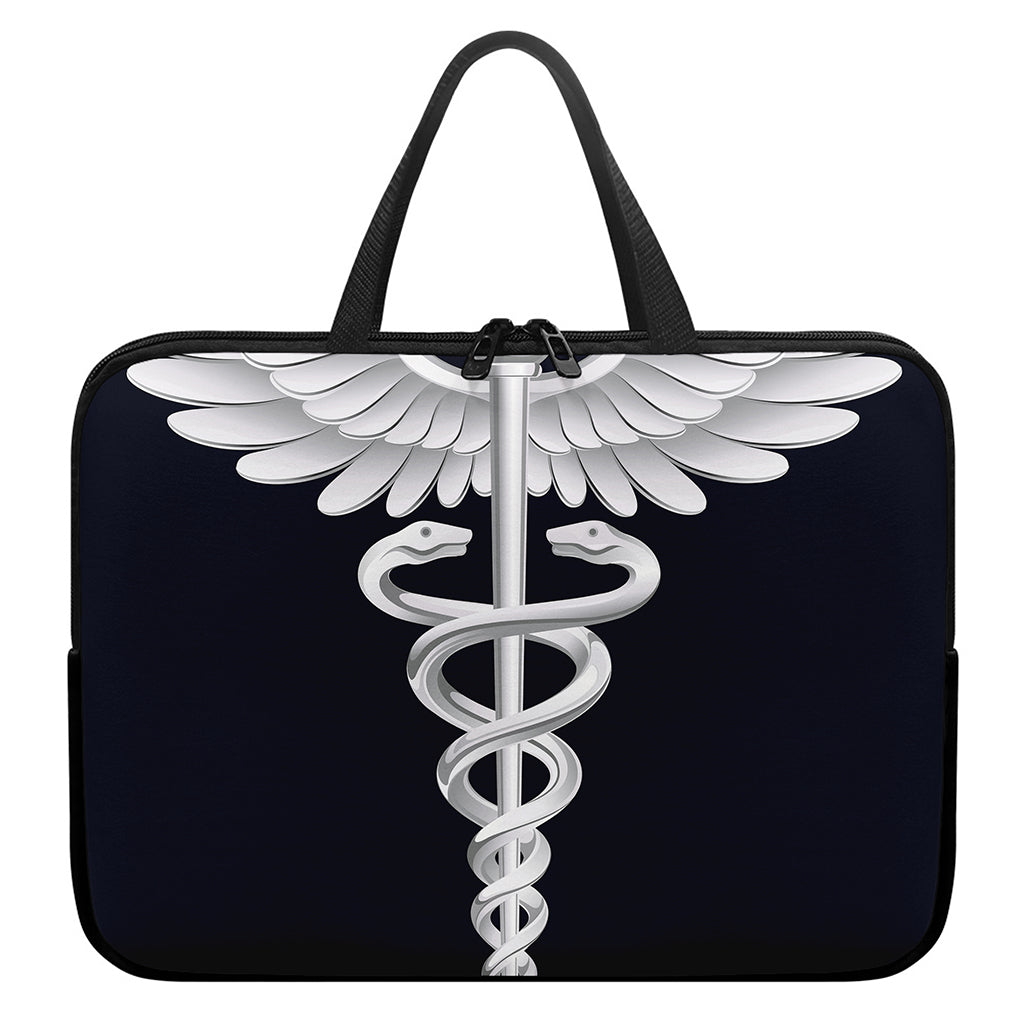 Caduceus Symbol Of Medicine Print Laptop Sleeve With Handle