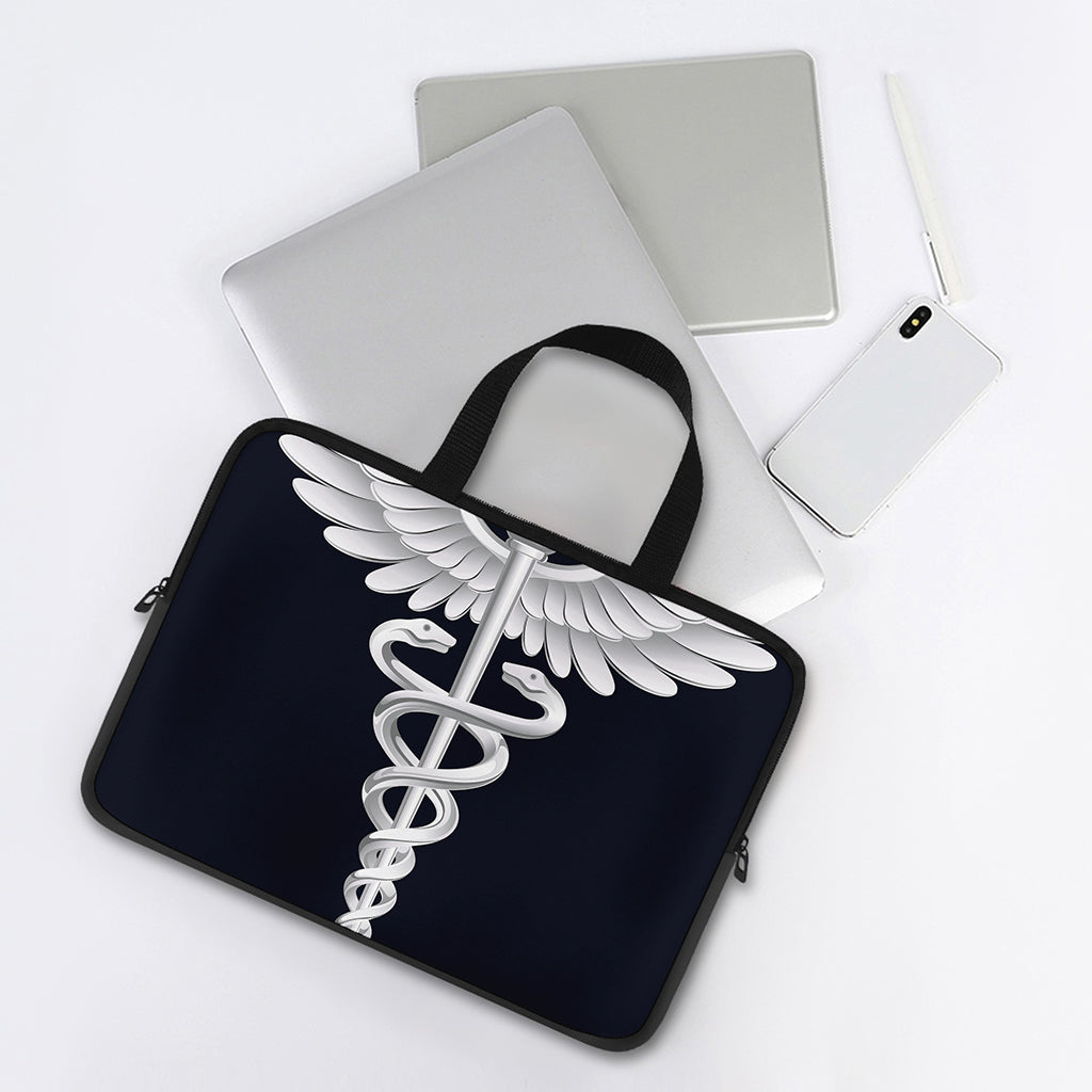 Caduceus Symbol Of Medicine Print Laptop Sleeve With Handle