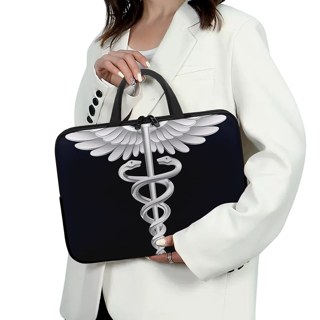 Caduceus Symbol Of Medicine Print Laptop Sleeve With Handle