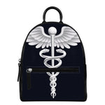 Caduceus Symbol Of Medicine Print Leather Backpack