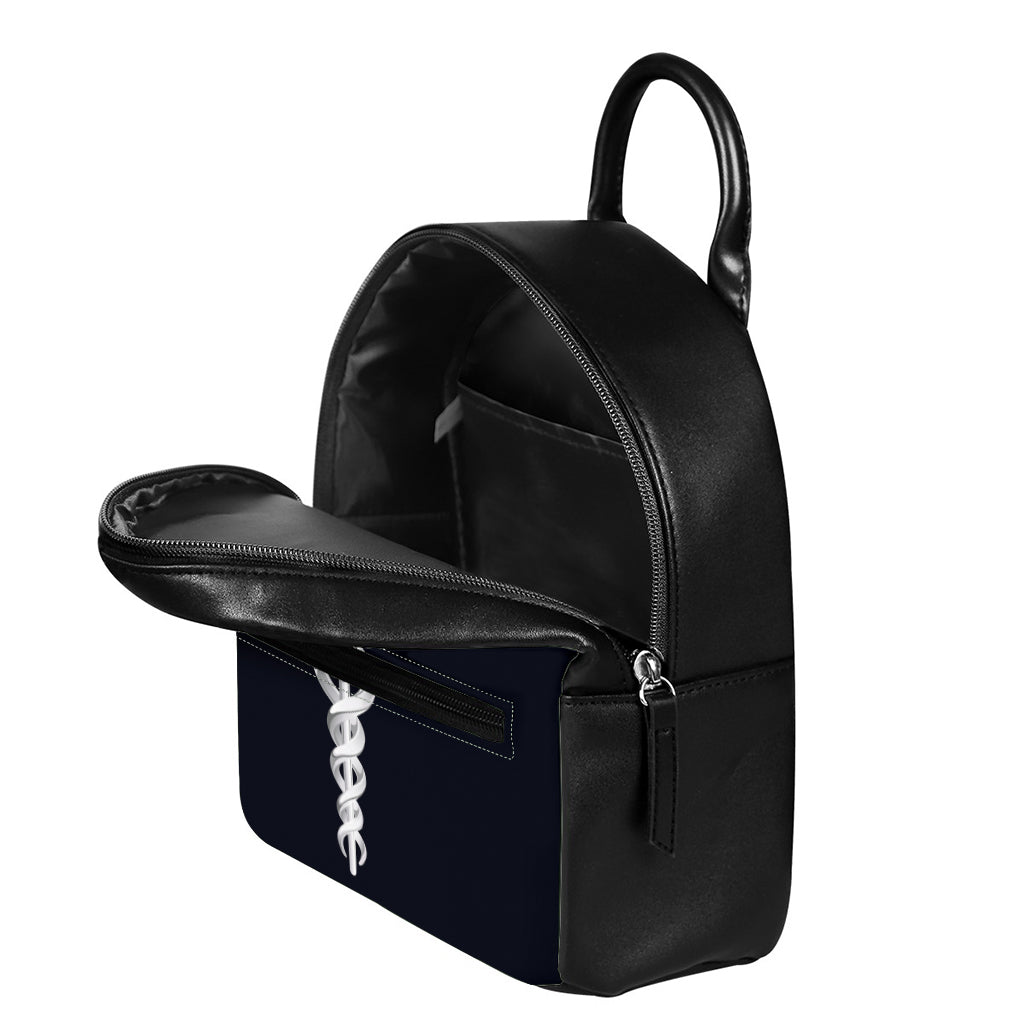 Caduceus Symbol Of Medicine Print Leather Backpack