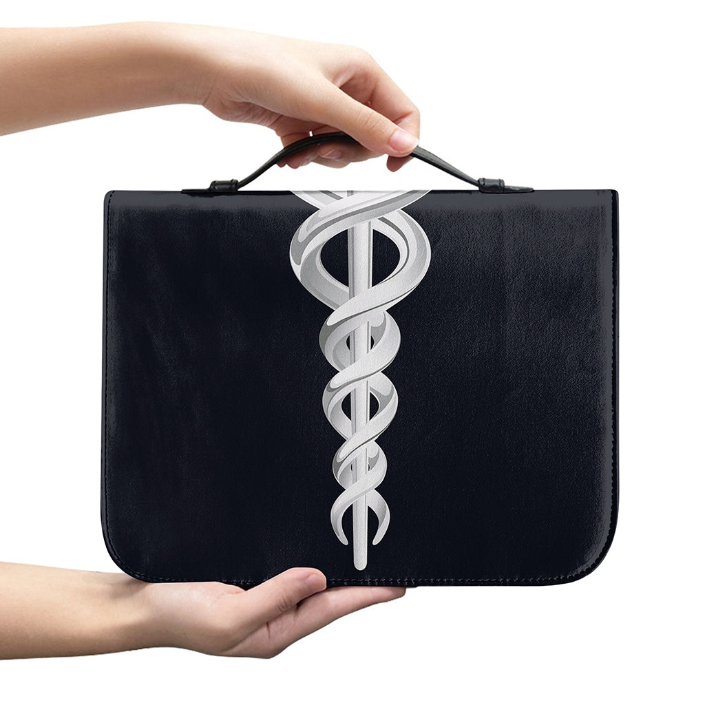 Caduceus Symbol Of Medicine Print Leather Bible Cover