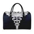 Caduceus Symbol Of Medicine Print Leather Duffel Bag