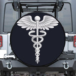 Caduceus Symbol Of Medicine Print Leather Spare Tire Cover