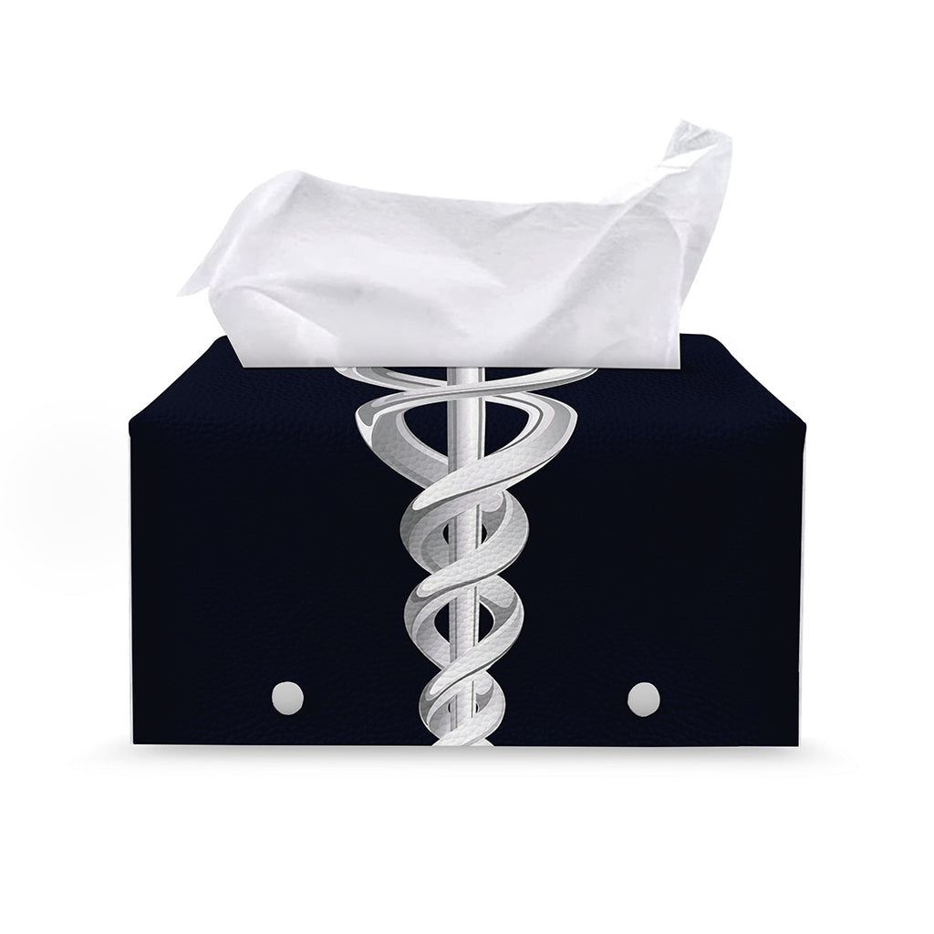 Caduceus Symbol Of Medicine Print Leather Tissue Box Cover