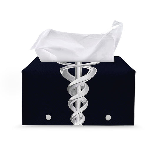 Caduceus Symbol Of Medicine Print Leather Tissue Box Cover