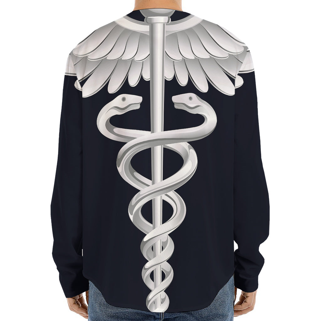 Caduceus Symbol Of Medicine Print Long Sleeve Baseball Jersey