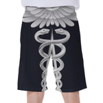 Caduceus Symbol Of Medicine Print Men's Beach Shorts