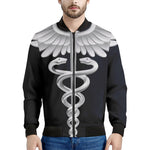 Caduceus Symbol Of Medicine Print Men's Bomber Jacket