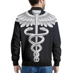 Caduceus Symbol Of Medicine Print Men's Bomber Jacket