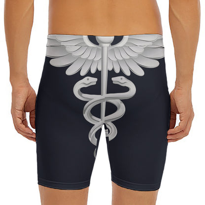 Caduceus Symbol Of Medicine Print Men's Long Boxer Briefs