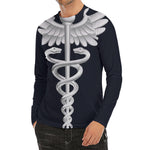 Caduceus Symbol Of Medicine Print Men's Long Sleeve Rash Guard