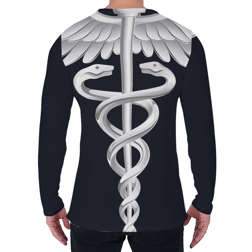 Caduceus Symbol Of Medicine Print Men's Long Sleeve T-Shirt