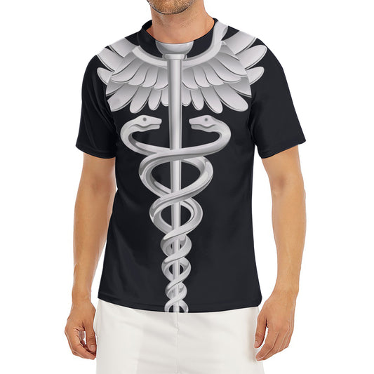 Caduceus Symbol Of Medicine Print Men's Short Sleeve Rash Guard