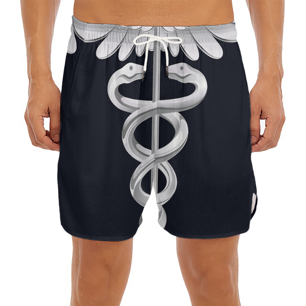 Caduceus Symbol Of Medicine Print Men's Split Running Shorts