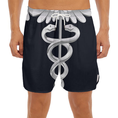 Caduceus Symbol Of Medicine Print Men's Split Running Shorts