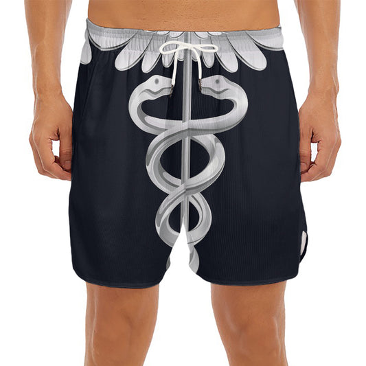 Caduceus Symbol Of Medicine Print Men's Split Running Shorts