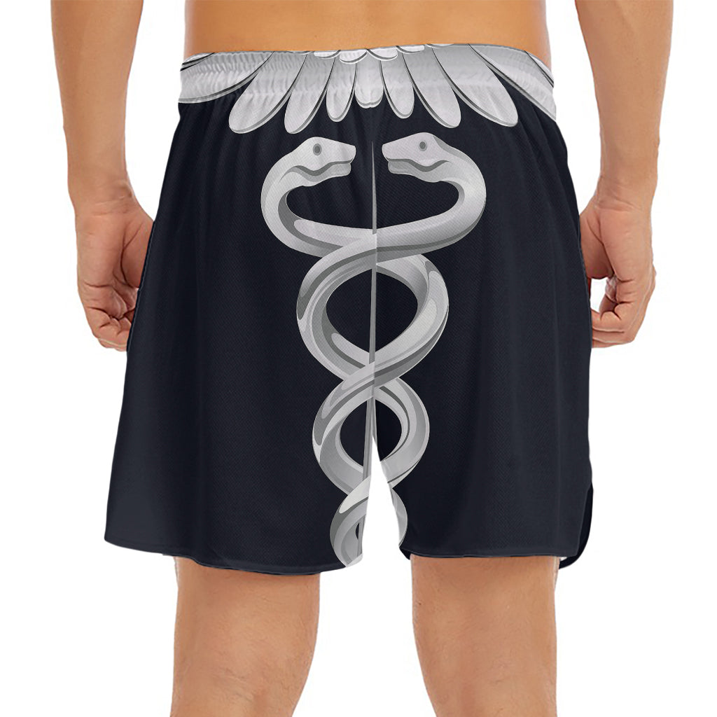 Caduceus Symbol Of Medicine Print Men's Split Running Shorts