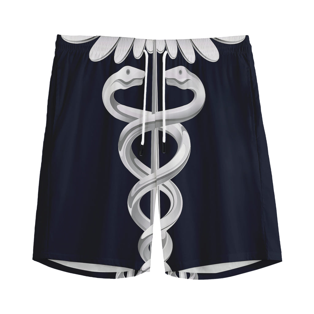 Caduceus Symbol Of Medicine Print Men's Sports Shorts