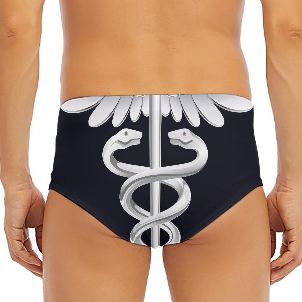 Caduceus Symbol Of Medicine Print Men's Triangle Swim Briefs