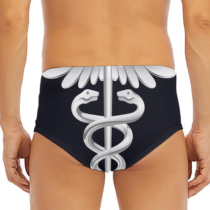 Caduceus Symbol Of Medicine Print Men's Triangle Swim Briefs