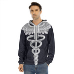 Caduceus Symbol Of Medicine Print Men's Velvet Pullover Hoodie