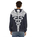 Caduceus Symbol Of Medicine Print Men's Velvet Pullover Hoodie