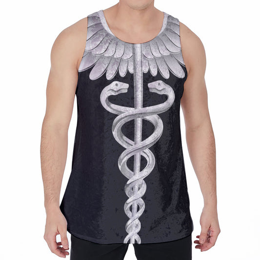 Caduceus Symbol Of Medicine Print Men's Velvet Tank Top