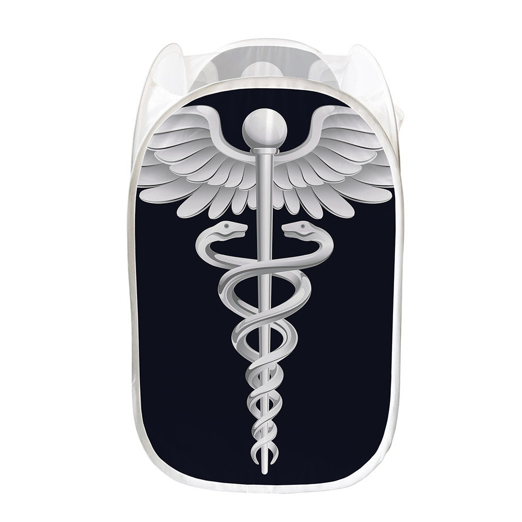 Caduceus Symbol Of Medicine Print Mesh Laundry Hamper