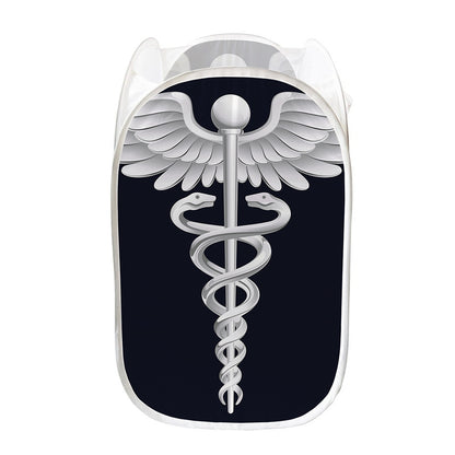 Caduceus Symbol Of Medicine Print Mesh Laundry Hamper
