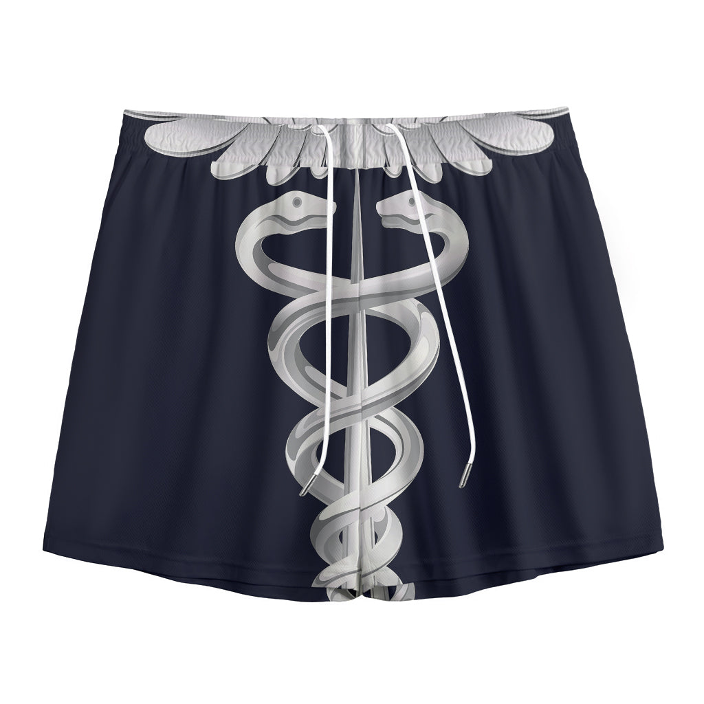 Caduceus Symbol Of Medicine Print Mesh Shorts