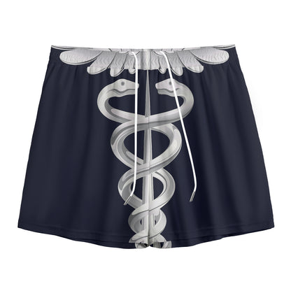 Caduceus Symbol Of Medicine Print Mesh Shorts