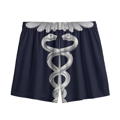Caduceus Symbol Of Medicine Print Mesh Shorts