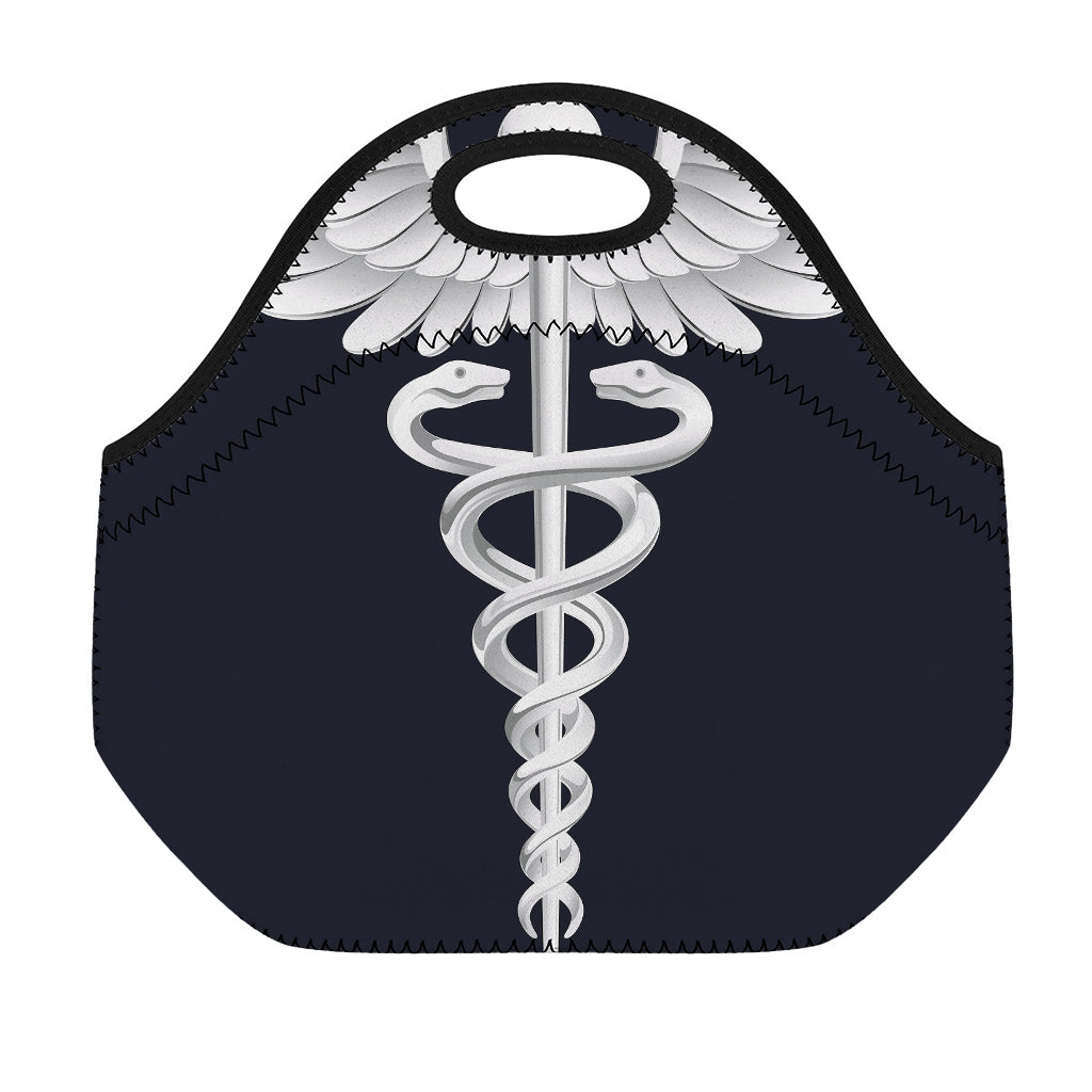 Caduceus Symbol Of Medicine Print Neoprene Lunch Bag