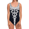Caduceus Symbol Of Medicine Print One Piece Swimsuit
