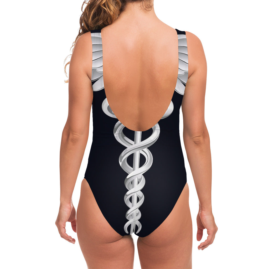 Caduceus Symbol Of Medicine Print One Piece Swimsuit