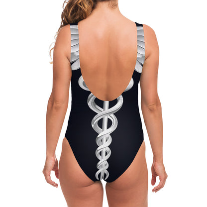 Caduceus Symbol Of Medicine Print One Piece Swimsuit