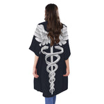 Caduceus Symbol Of Medicine Print Open Front Beach Cover Up