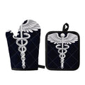 Caduceus Symbol Of Medicine Print Oven Mitt And Pot Holder Set