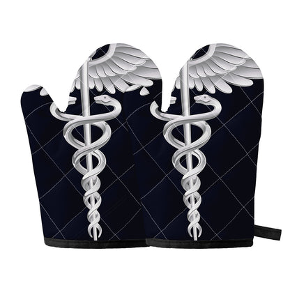 Caduceus Symbol Of Medicine Print Oven Mitts