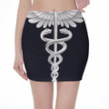 Caduceus Symbol Of Medicine Print Pencil Mini Skirt