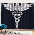Caduceus Symbol Of Medicine Print Pencil Pleat Curtains