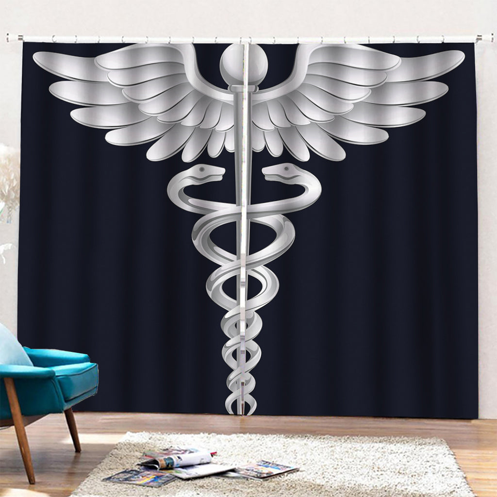 Caduceus Symbol Of Medicine Print Pencil Pleat Curtains