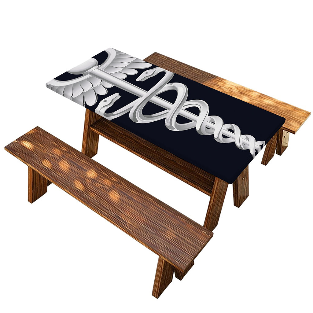 Caduceus Symbol Of Medicine Print Picnic Table Cover