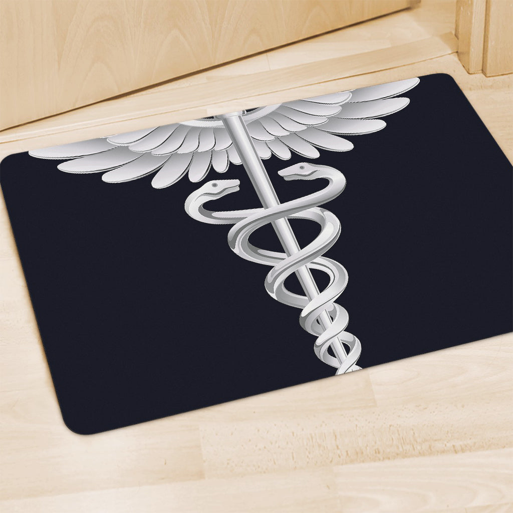 Caduceus Symbol Of Medicine Print Polyester Doormat