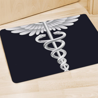 Caduceus Symbol Of Medicine Print Polyester Doormat