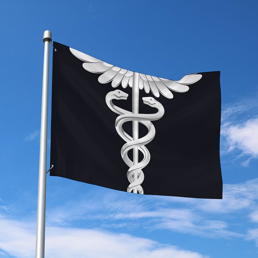 Caduceus Symbol Of Medicine Print Polyester Flag