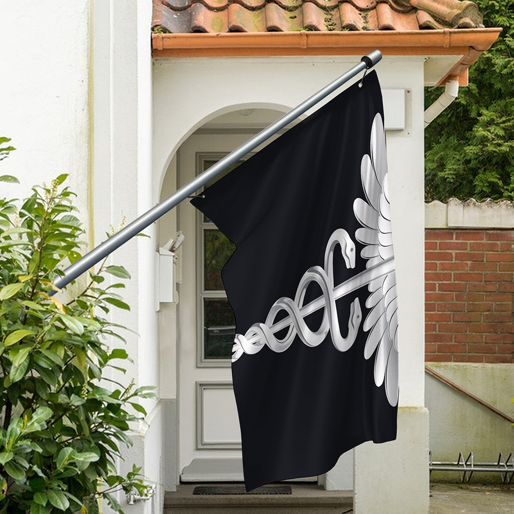 Caduceus Symbol Of Medicine Print Polyester Flag